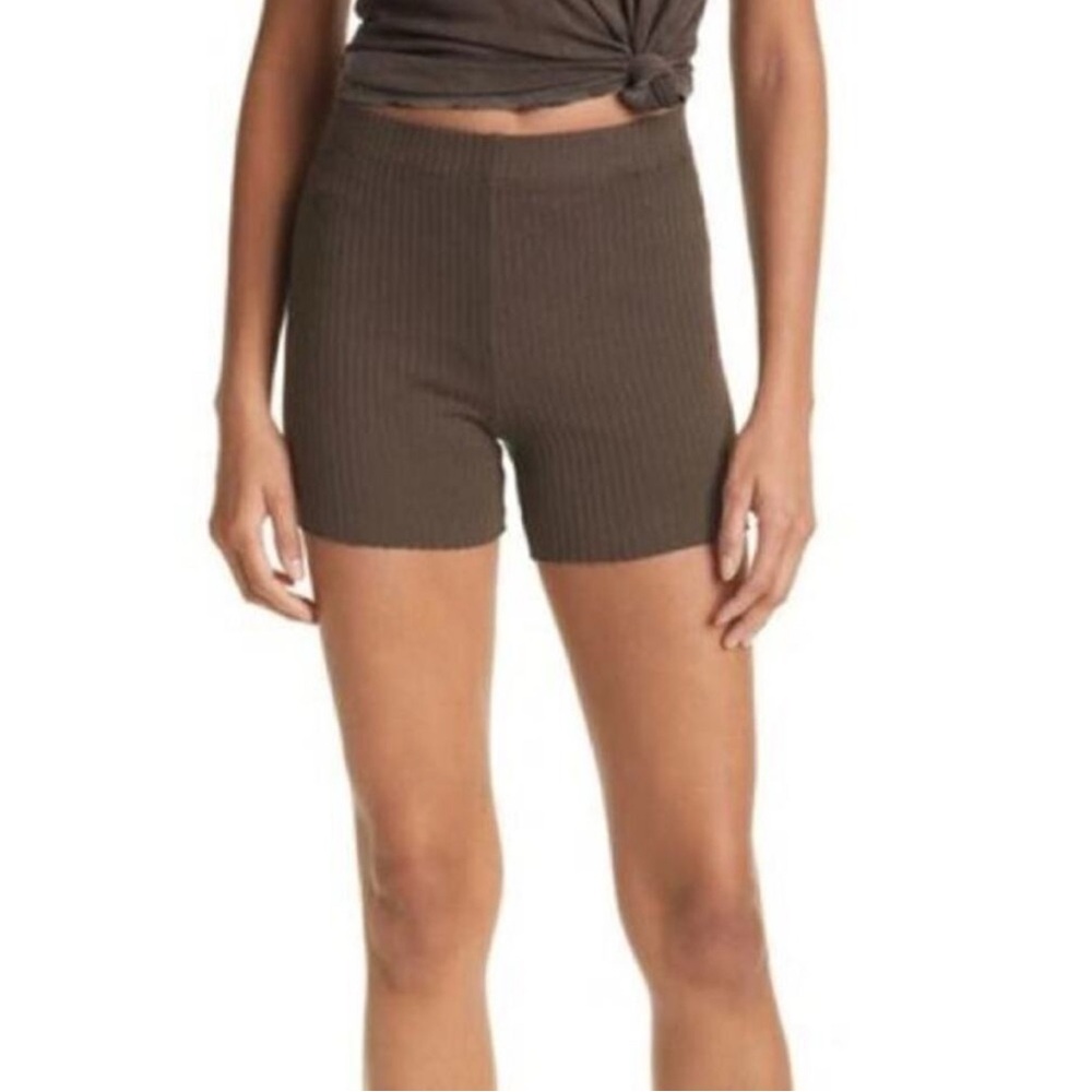 Cotton Citizen The Ibiza Ribbed Bike Shorts in Espresso Brown Size Medium